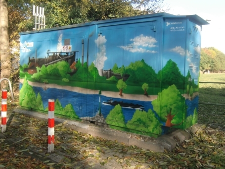 Duisburg-Baerl : Niederhalener Dorfweg, bemalter Stromkasten